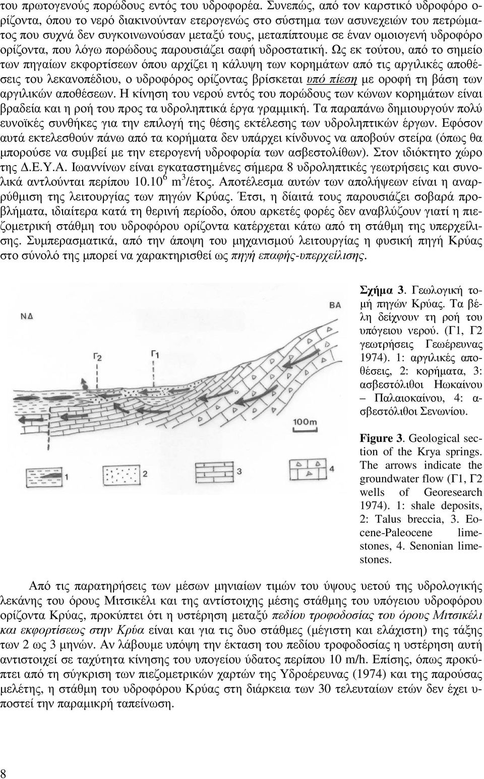 υδροφόρο ορίζοντα, που λόγω πορώδους παρουσιάζει σαφή υδροστατική.
