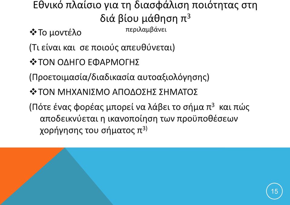 (Προετοιμασία/διαδικασία αυτοαξιολόγησης) ΤΟΝ ΜΗΧΑΝΙΣΜΟ ΑΠΟΔΟΣΗΣ ΣΗΜΑΤΟΣ (Πότε ένας