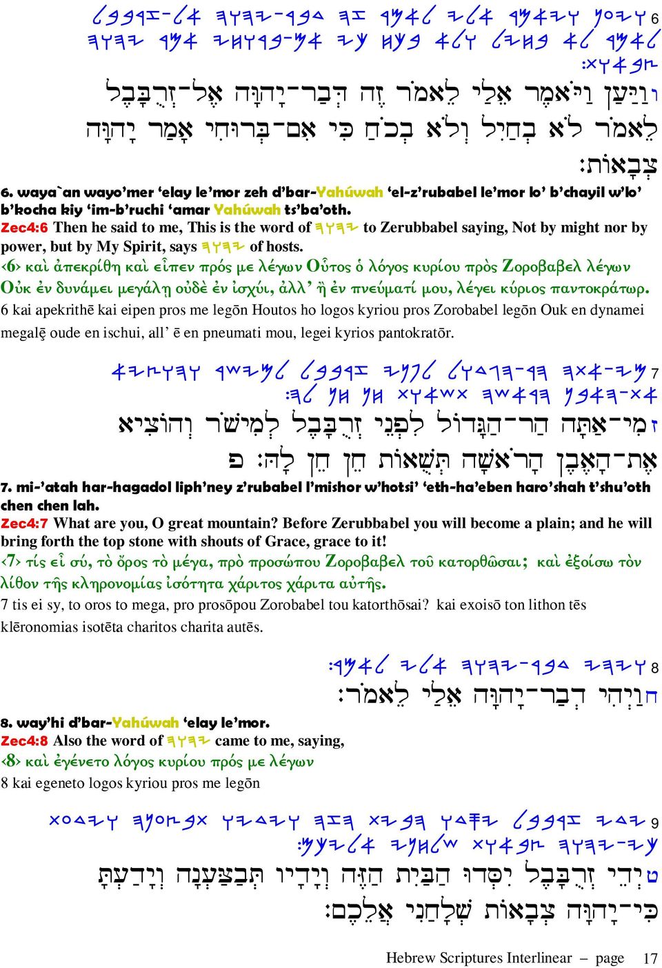 Zec4:6 Then he said to me, This is the word of DEDI to Zerubbabel saying, Not by might nor by power, but by My Spirit, says DEDI of hosts.