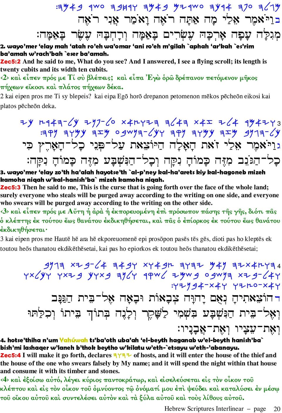 And I answered, I see a flying scroll; its length is twenty cubits and its width ten cubits.