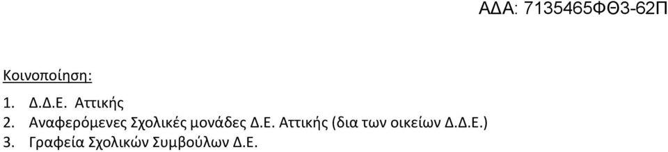 Αττικής (δια των οικείων Δ.Δ.Ε.