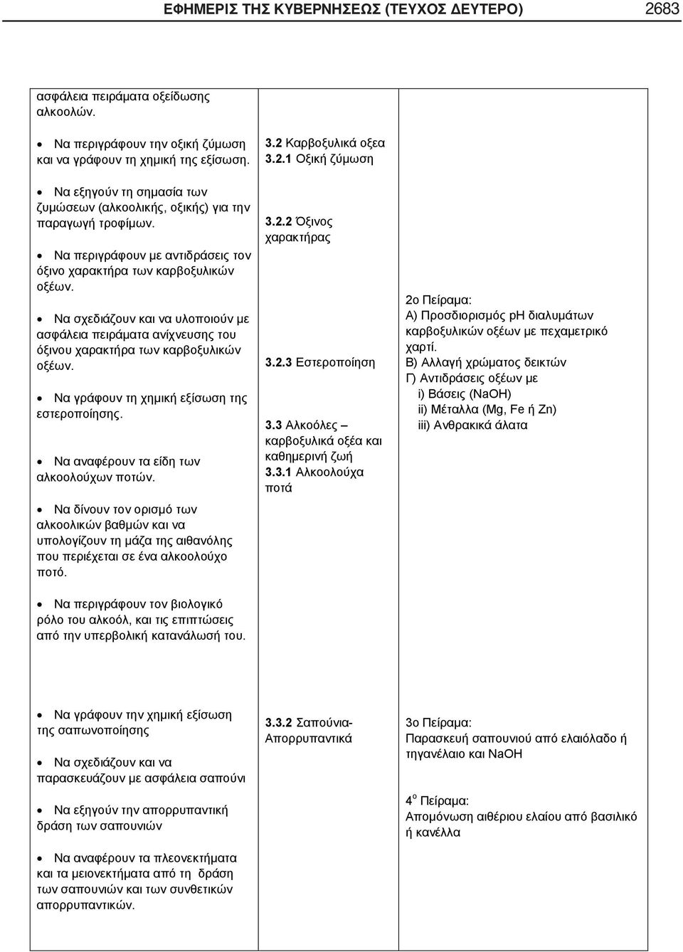 Να γράφουν τη χημική εξίσωση της εστεροποίησης. Να αναφέρουν τα είδη των αλκοολούχων ποτών.