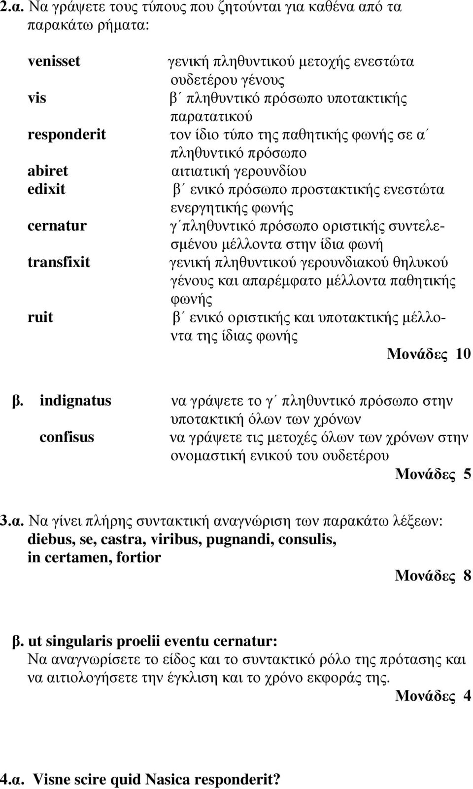 οριστικής συντελεσμένου μέλλοντα στην ίδια φωνή γενική πληθυντικού γερουνδιακού θηλυκού γένους και απαρέμφατο μέλλοντα παθητικής φωνής β ενικό οριστικής και υποτακτικής μέλλοντα της ίδιας φωνής