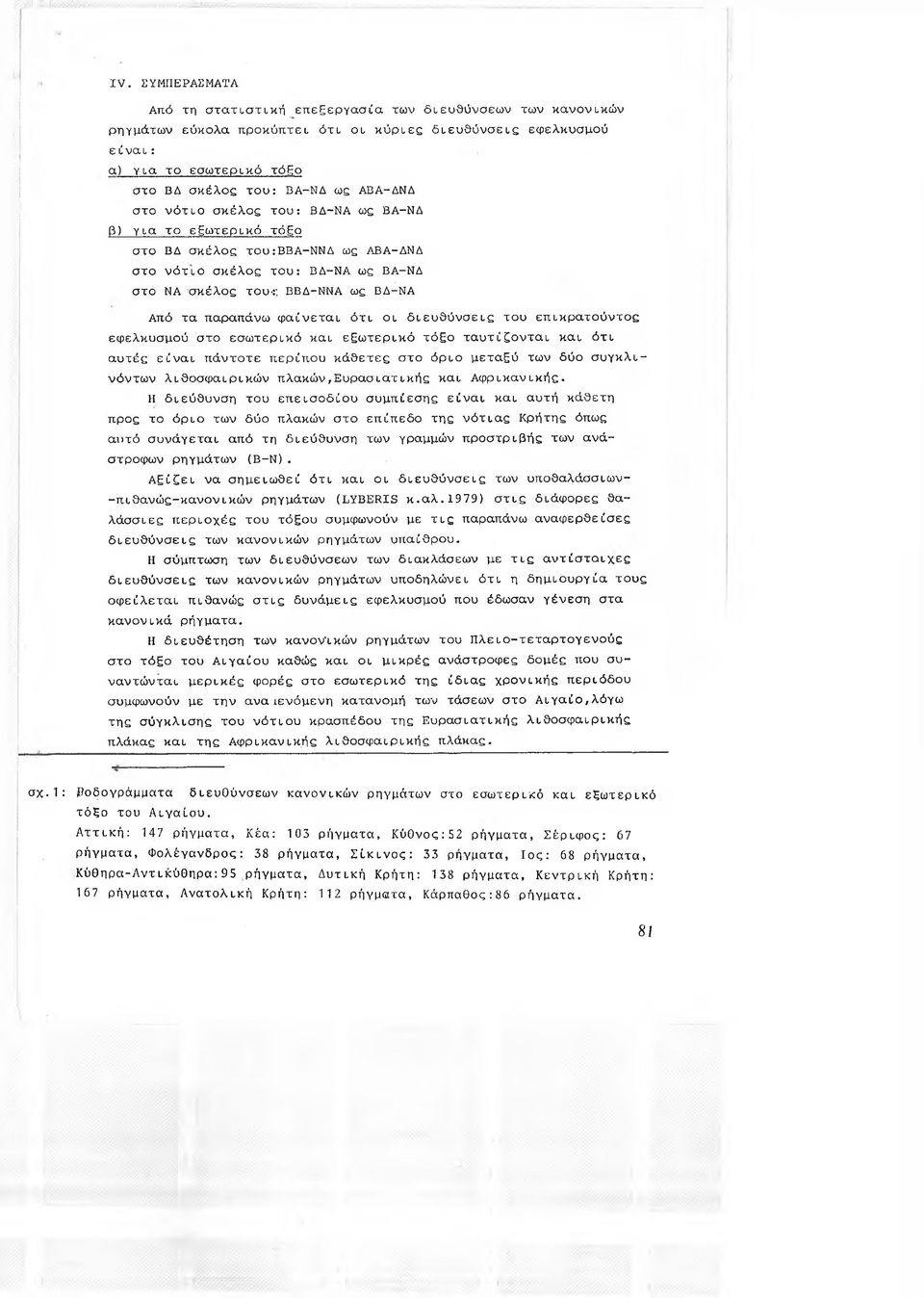 παραπάνω φαίνεται ότι οι διευθύνσεις του επικρατούντος εφελκυσμού στο εσωτερικό και εξωτερικό τόξο ταυτίζονται και ότι αυτές είναι πάντοτε περίπου κάθετες στο όριο μεταξύ των δύο συγκλι- νόντων