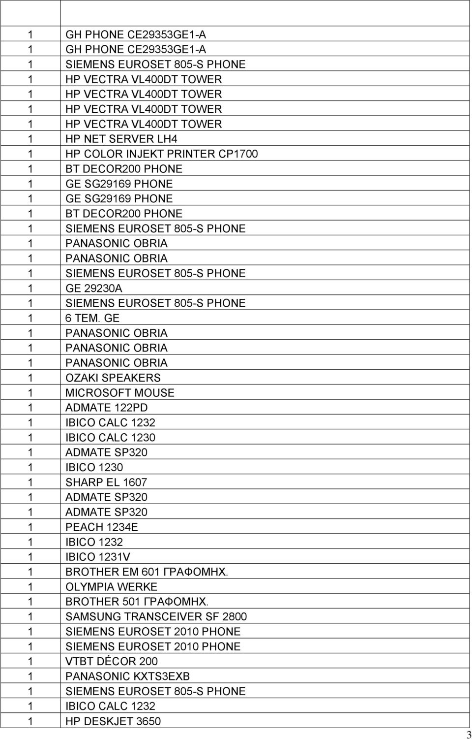 GE 1 OZAKI SPEAKERS 1 MICROSOFT MOUSE 1 ADMATE 122PD 1 IBICO CALC 1232 1 IBICO CALC 1230 1 ADMATE SP320 1 IBICO 1230 1 SHARP EL 1607 1 ADMATE SP320 1 ADMATE