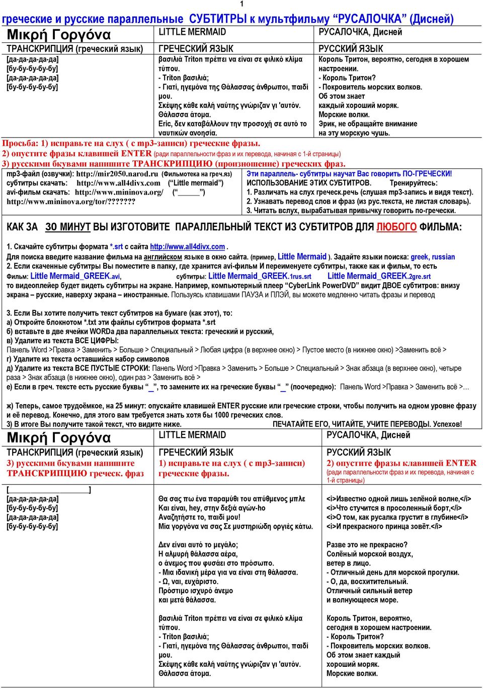 Σκέψης κάθε καλή ναύτης γνώριζαν γι 'αυτόν. Θάλασσα άτοµα. Eric, δεν καταβάλλουν την προσοχή σε αυτό το ναυτικών ανοησία. Просьба: 1) исправьте на слух ( с mp3-записи) греческие фразы.