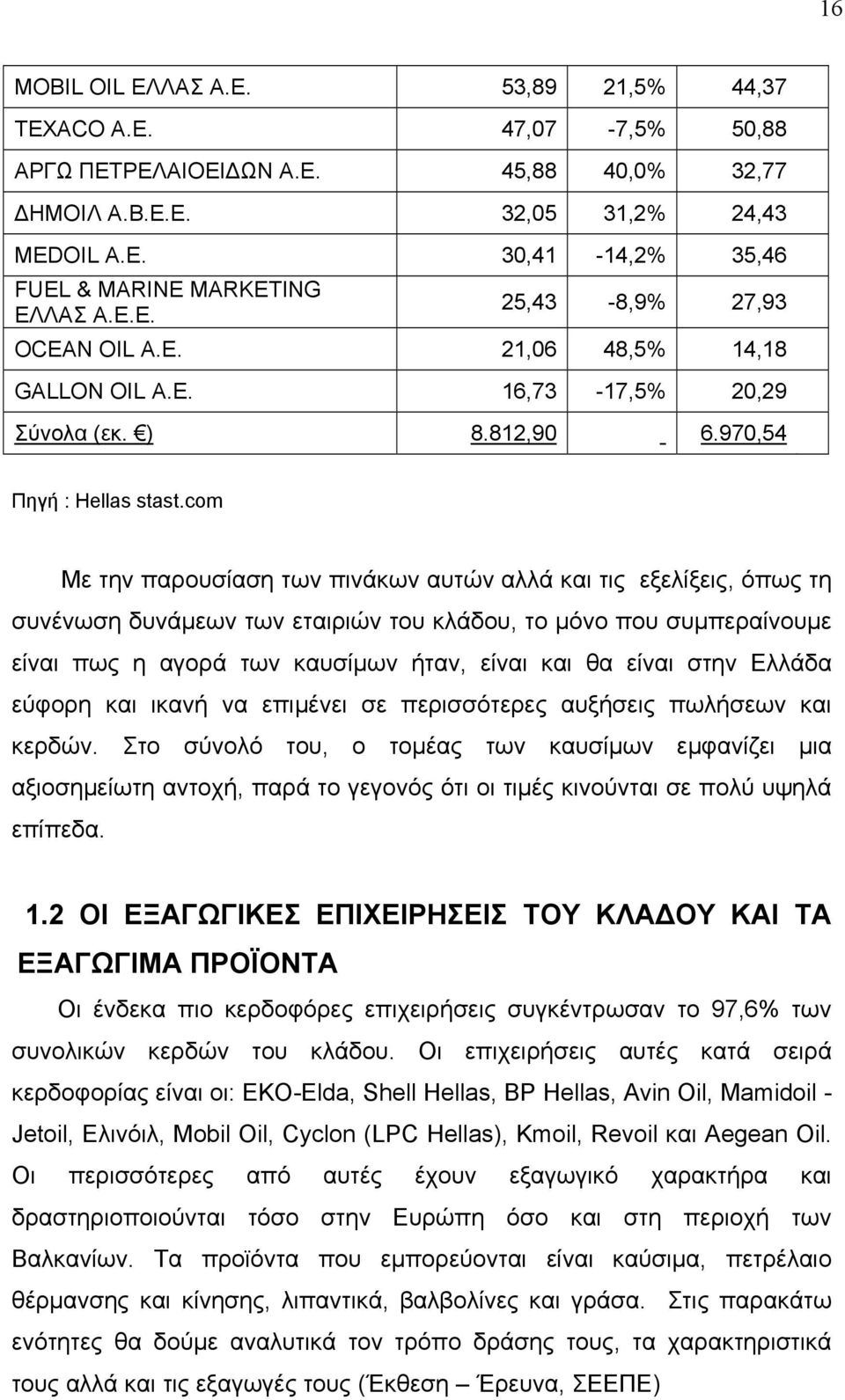 com Με την παρουσίαση των πινάκων αυτών αλλά και τις εξελίξεις, όπως τη συνένωση δυνάμεων των εταιριών του κλάδου, το μόνο που συμπεραίνουμε είναι πως η αγορά των καυσίμων ήταν, είναι και θα είναι