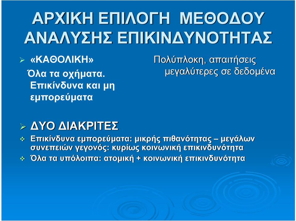 ΔΙΑΚΡΙΤΕΣ Επικίνδυνα εμπορεύματα: μικρής πιθανότητας μεγάλων συνεπειών γεγονός: