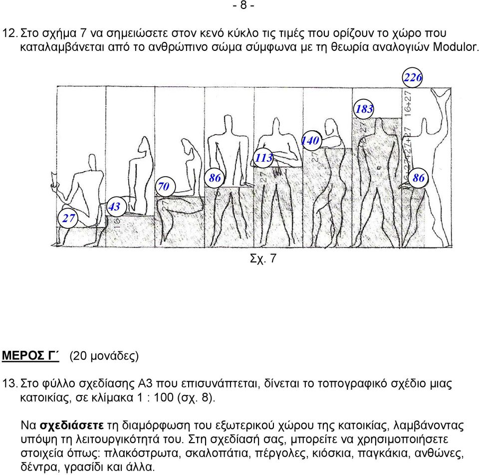 Modulor. 183 226 27 43 70 86 113 140 86 Σχ. 7 ΜΕΡΟΣ Γ (20 μονάδες) 13.