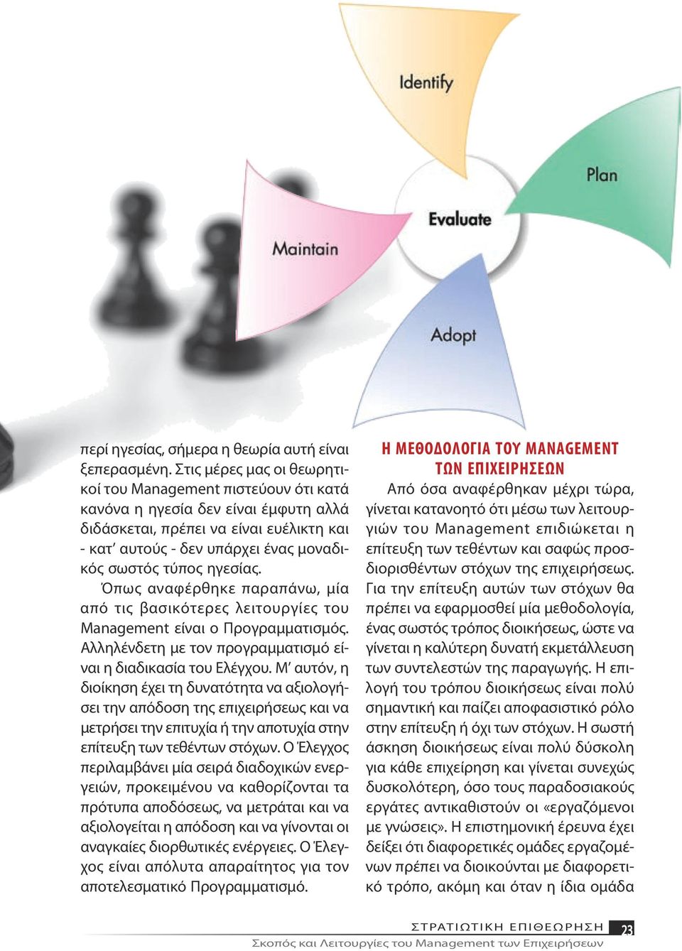 ηγεσίας. Όπως αναφέρθηκε παραπάνω, μία από τις βασικότερες λειτουργίες του Management είναι ο Προγραμματισμός. Αλληλένδετη με τον προγραμματισμό είναι η διαδικασία του Ελέγχου.