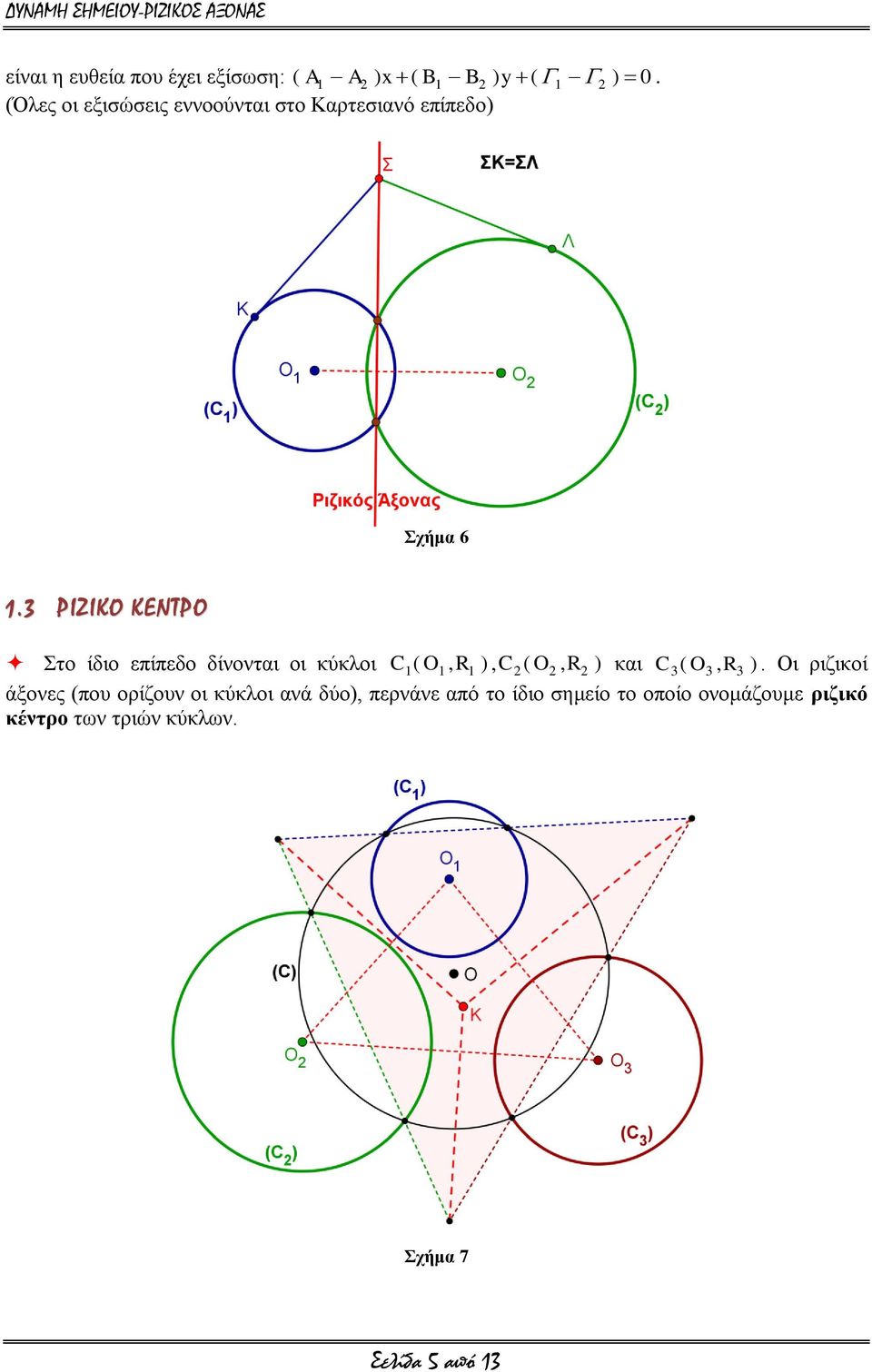 θύθινη C1 (O1,R1 ), C (O,R ) θαη C3 (O3,R3 ) Οη ξηδηθνί άμνλεο (πνπ νξίδνπλ νη θύθινη αλά δύν),