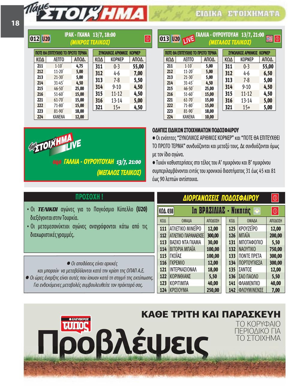 142 1,80 ΖΥΡΙΧΗ 3,35 ΤΟΥΝ 3,35 1,17 1,17 1,68 2,35 1,95 3,75 1,60 1,85 3,10 1,80 3,00 17,00 1,70 1,75 05:30 140 3 2,30 ΣΑΝΧΟΣΕ 3,15 ΣΙΑΤΛ 2,50 1,33 1,20 1,39 2,80 1,85 3,00 1,55 1,90 2,70 1,75 3,50