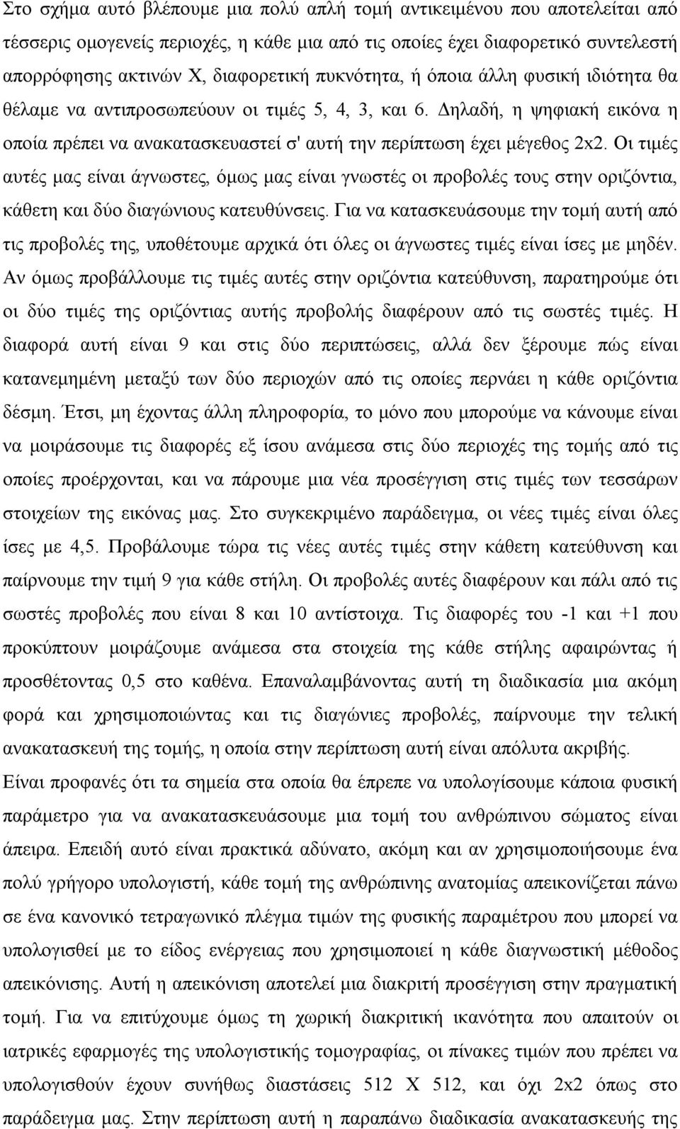 Οι τιμές αυτές μας είναι άγνωστες, όμως μας είναι γνωστές οι προβολές τους στην οριζόντια, κάθετη και δύο διαγώνιους κατευθύνσεις.