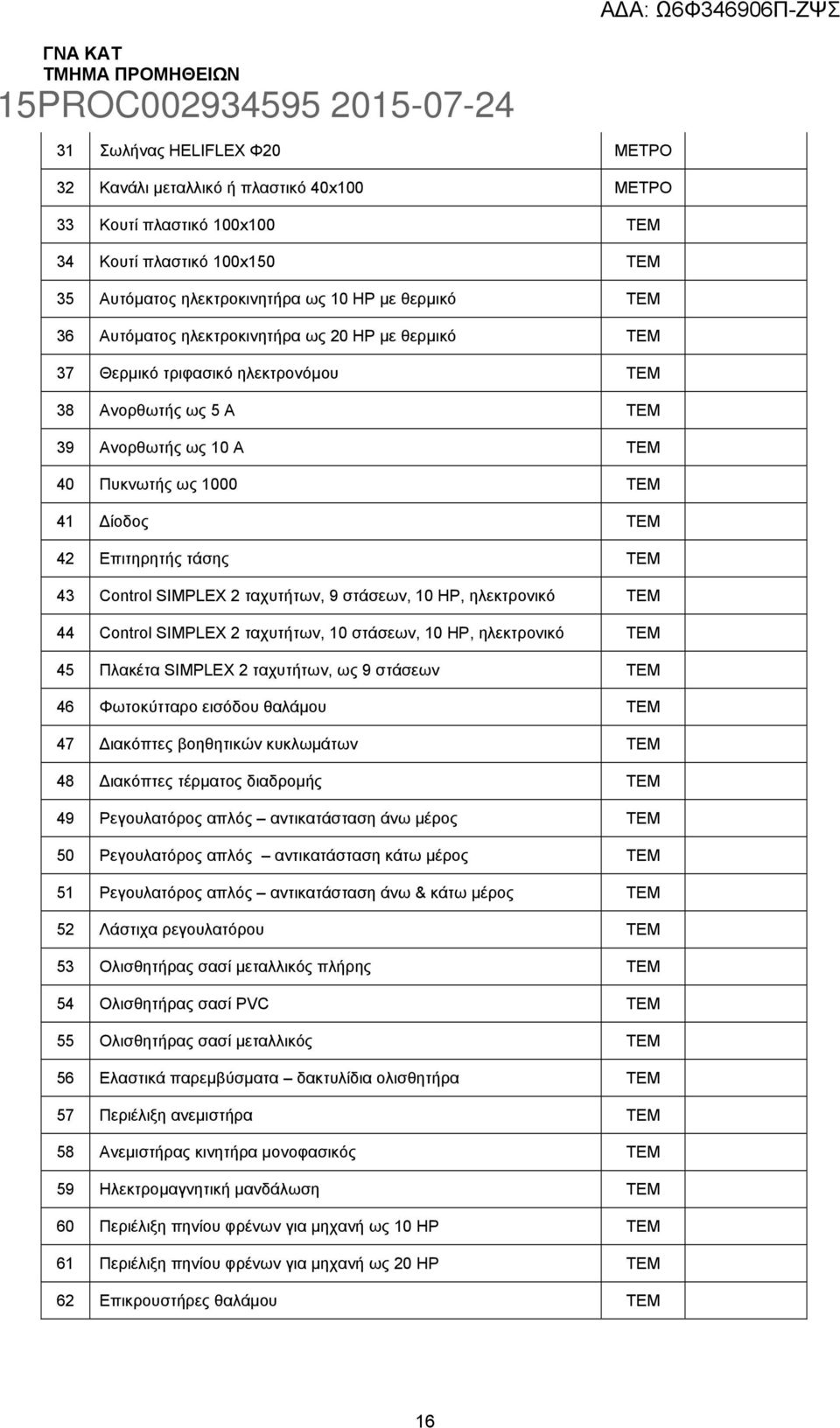 SIMPLEX 2 ταχυτήτων, 9 στάσεων, 10 ΗΡ, ηλεκτρονικό ΤΕΜ 44 Control SIMPLEX 2 ταχυτήτων, 10 στάσεων, 10 ΗΡ, ηλεκτρονικό ΤΕΜ 45 Πλακέτα SIMPLEX 2 ταχυτήτων, ως 9 στάσεων ΤΕΜ 46 Φωτοκύτταρο εισόδου