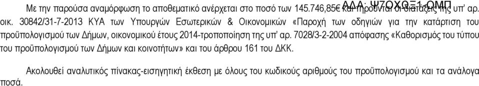 οικονομικού έτους 2014-τροποποίηση της υπ αρ.