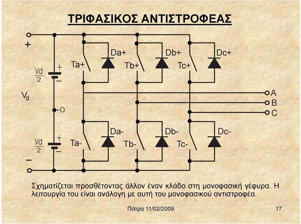 προσθέτοντας άλλον έναν κλάδο στη μονοφασική γέφυρα.