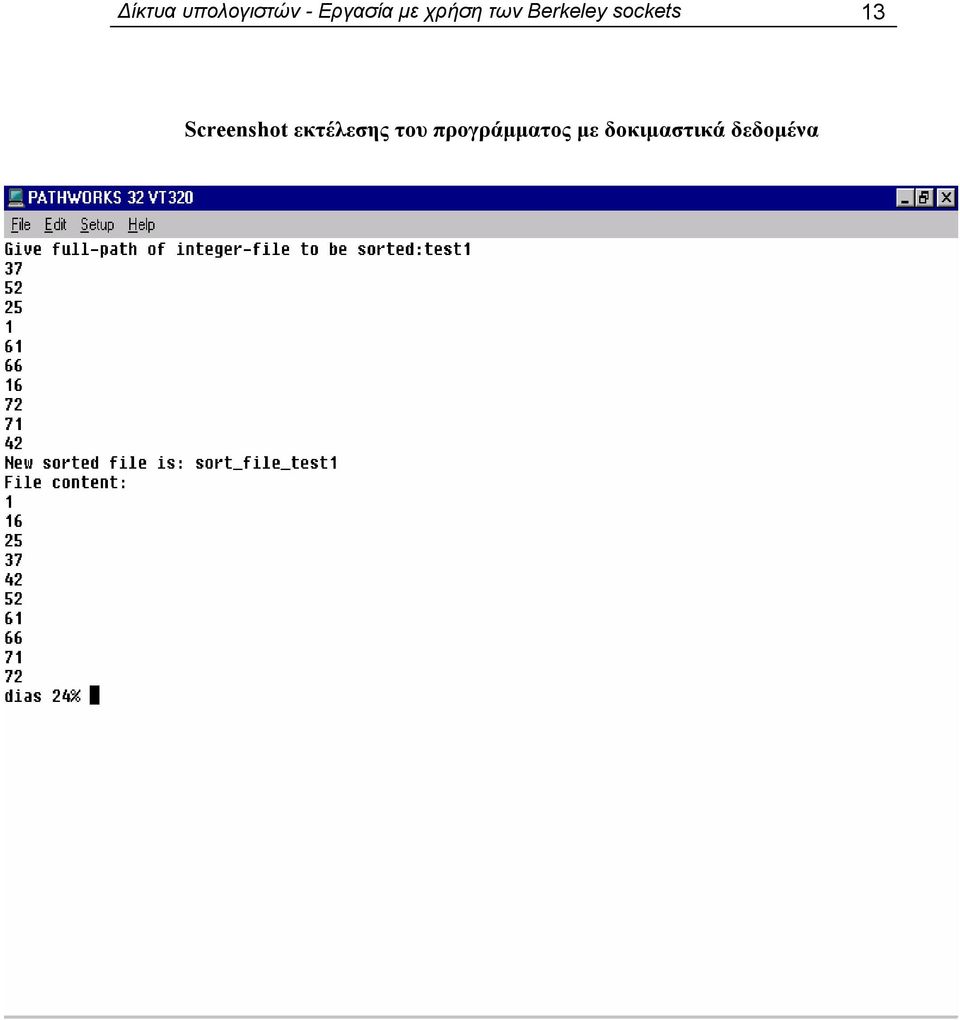 13 Screenshot εκτέλεσης του