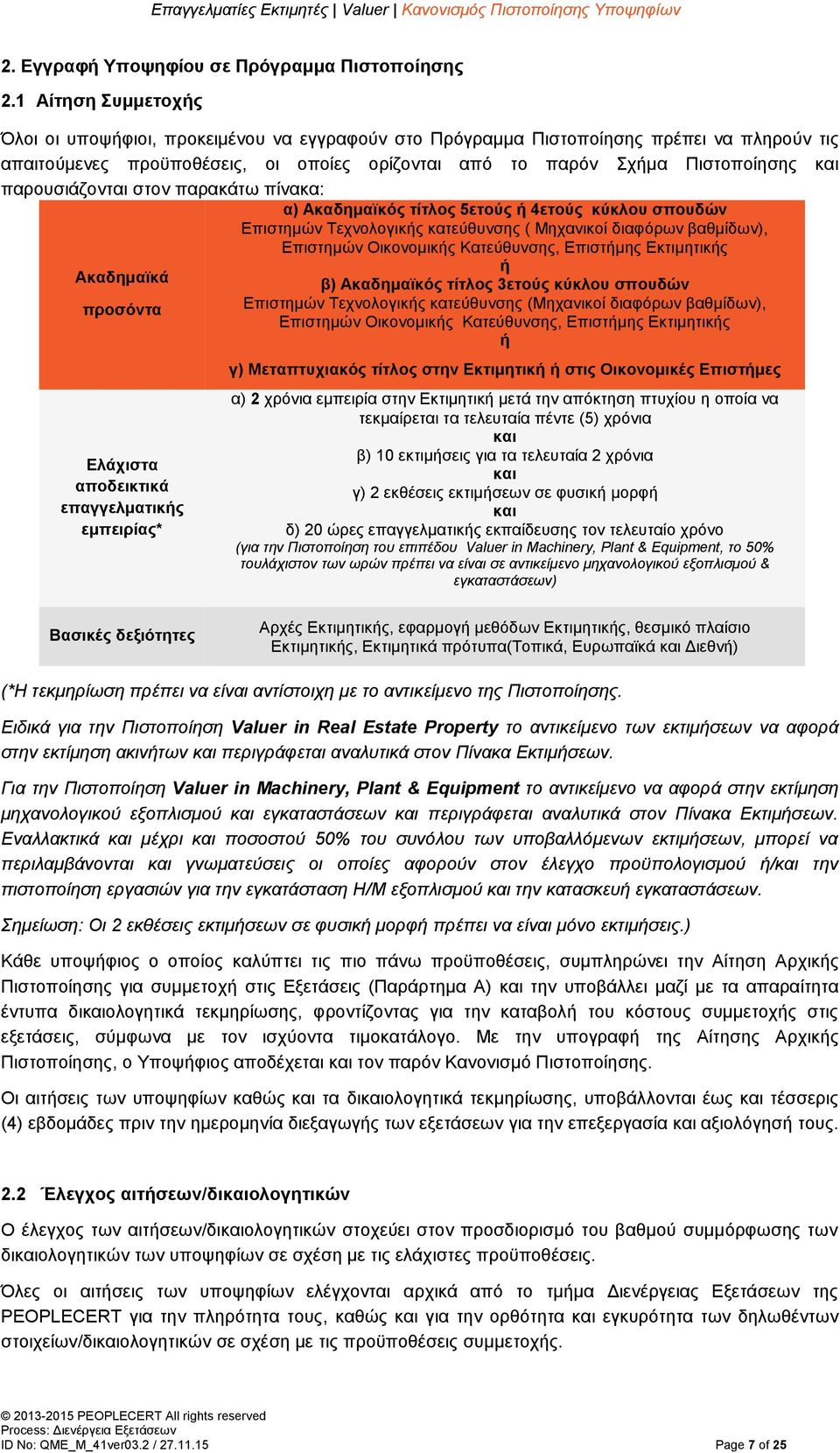 παρουσιάζονται στον παρακάτω πίνακα: α) Ακαδημαϊκός τίτλος 5ετούς ή 4ετούς κύκλου σπουδών Επιστημών Τεχνολογικής κατεύθυνσης ( Μηχανικοί διαφόρων βαθμίδων), Επιστημών Οικονομικής Κατεύθυνσης,