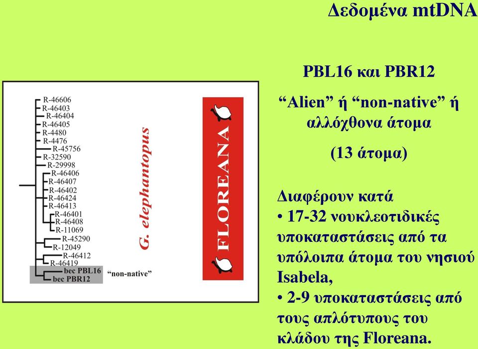 νουκλεοτιδικές υποκαταστάσεις από τα υπόλοιπα άτομα του