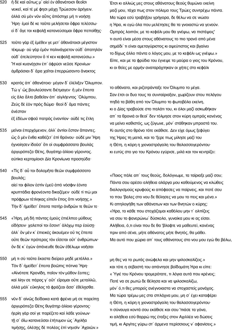 ἐμὸν παλινάγρετον οὐδ ἀπατηλὸν οὐδ ἀτελεύτητον ὅ τί κεν κεφαλῇ κατανεύσω.