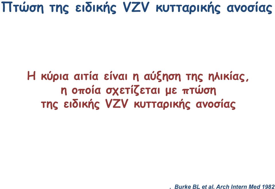 οποία σχετίζεται με πτώση της ειδικής VZV