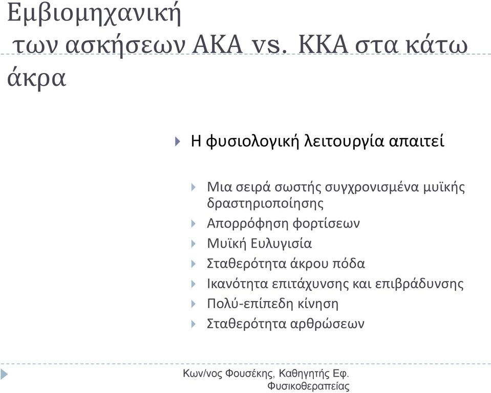 συγχρονισμένα μυϊκής δραστηριοποίησης Απορρόφηση φορτίσεων Μυϊκή