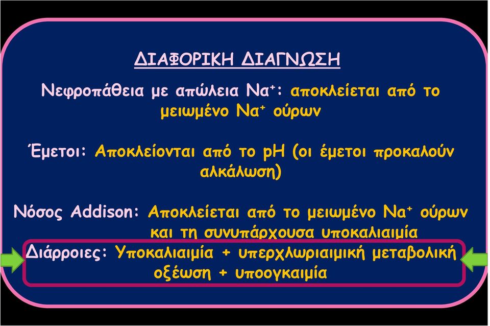 Νόσος Addison: Αποκλείεται από το μειωμένο Na + ούρων και τη συνυπάρχουσα