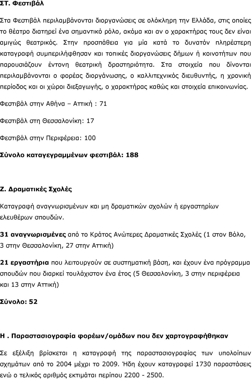 Στα στοιχεία που δίνονται περιλαμβάνονται ο φορέας διοργάνωσης, ο καλλιτεχνικός διευθυντής, η χρονική περίοδος και οι χώροι διεξαγωγής, ο χαρακτήρας καθώς και στοιχεία επικοινωνίας.