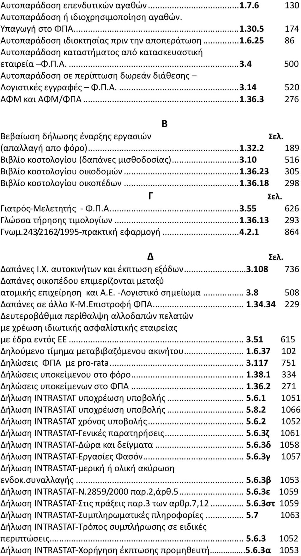 2 189 Βιβλίο κοστολογίου (δαπάνες μισθοδοσίας)...3.10 516 Βιβλίο κοστολογίου οικοδομών...1.36.23 305 Βιβλίο κοστολογίου οικοπέδων...1.36.18 298 Γ Γιατρός-Μελετητής - Φ.Π.Α...3.55 626 Γλώσσα τήρησης τιμολογίων.