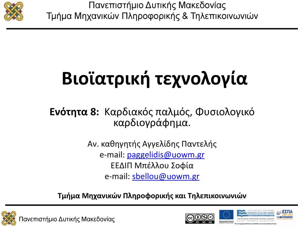 καθηγητής Αγγελίδης Παντελής e-mail: paggelidis@uowm.