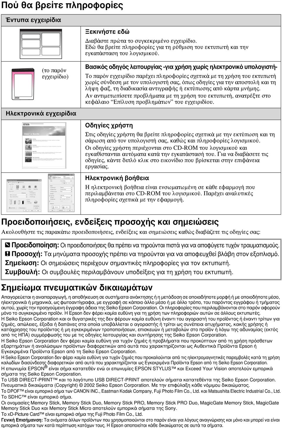όπως οδηγίες για την αποστολή και τη λήψη φαξ, τη διαδικασία αντιγραφής ή εκτύπωσης από κάρτα μνήμης.