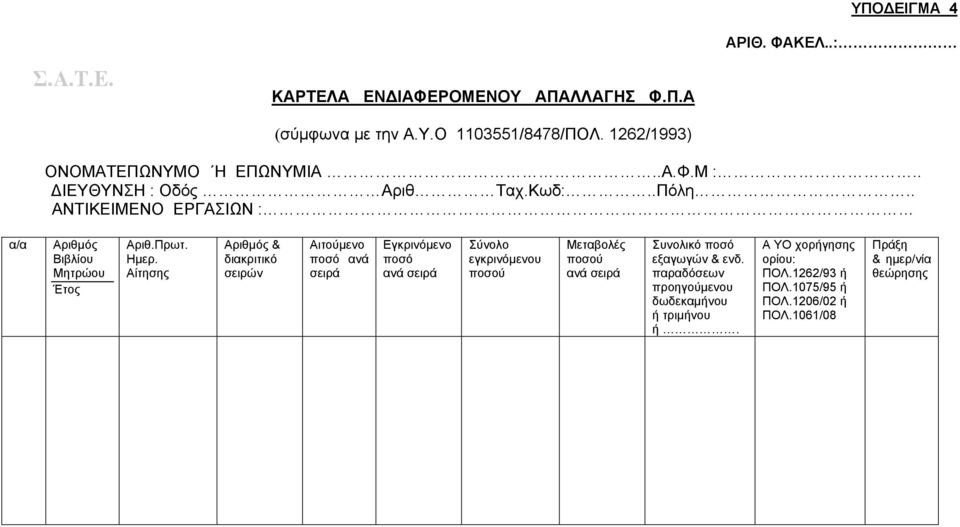 Αίτησης Αριθµός & διακριτικό σειρών Αιτούµενο ποσό ανά σειρά Εγκρινόµενο ποσό ανά σειρά Σύνολο εγκρινόµενου ποσού Μεταβολές ποσού ανά σειρά