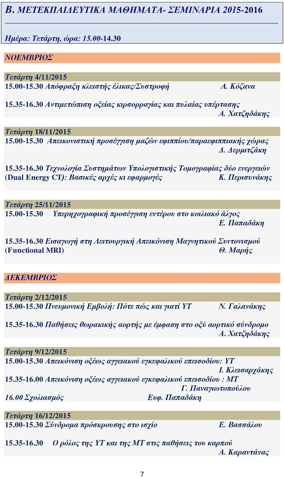 30 Τεχνολογία Συστημάτων Υπολογιστικής Τομογραφίας δύο ενεργειών (Dual Energy CT): Βασικές αρχές κι εφαρμογές Κ. Περισυνάκης Τετάρτη 25/11/2015 15.00-15.