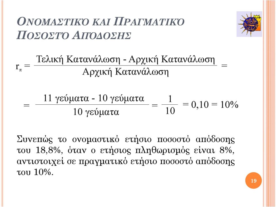 ονομαστικό ετήσιο ποσοστό απόδοσης του 18,8%, όταν ο ετήσιος