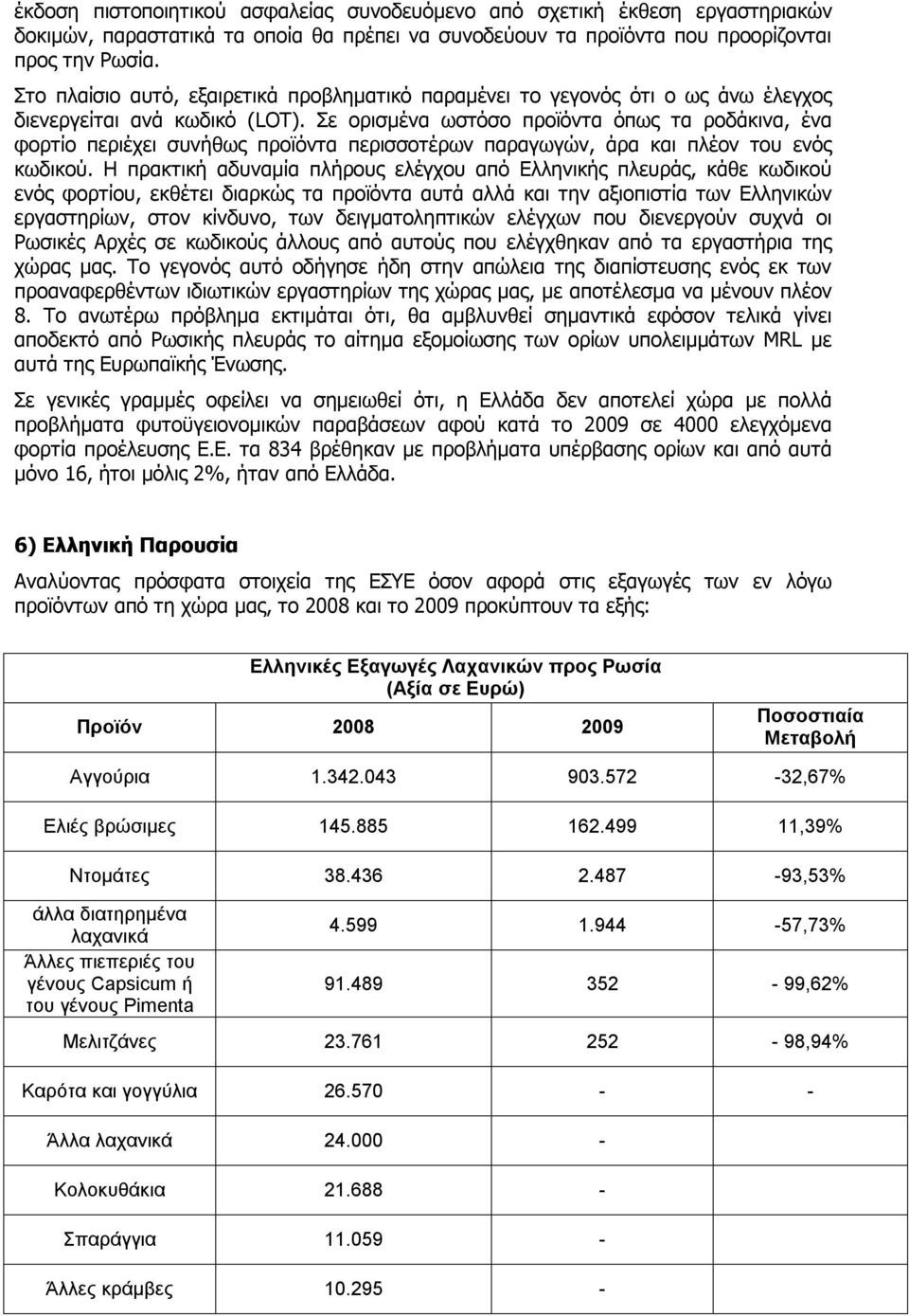 Σε ορισμένα ωστόσο προϊόντα όπως τα ροδάκινα, ένα φορτίο περιέχει συνήθως προϊόντα περισσοτέρων παραγωγών, άρα και πλέον του ενός κωδικού.