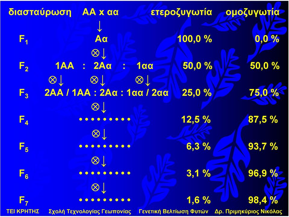 2ΑΑ / 1ΑΑ : 2Αα : 1αα / 2αα 25,0 % 75,0 % F 4 12,5 %
