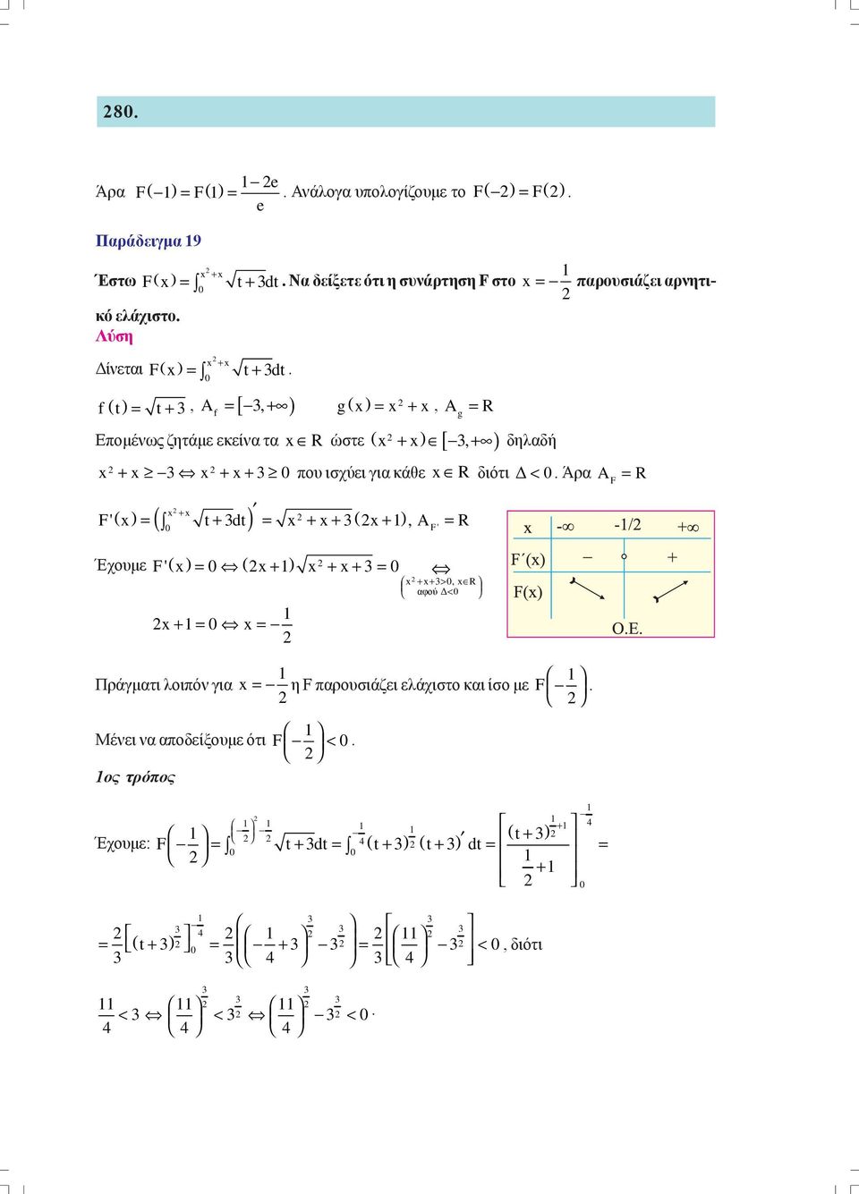 γι κάθε R διότι Δ< Άρ AF ( F' = t+ dt = + + +, A = R + Έχουμε F' = + + + = + = = F' + + >, R φού Δ< Πράγμτι λοιόν γι = η F