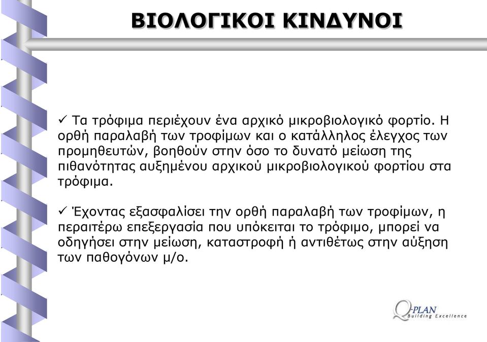 πηζαλφηεηαο απμεκέλνπ αξρηθνχ κηθξνβηνινγηθνχ θνξηίνπ ζηα ηξφθηκα.