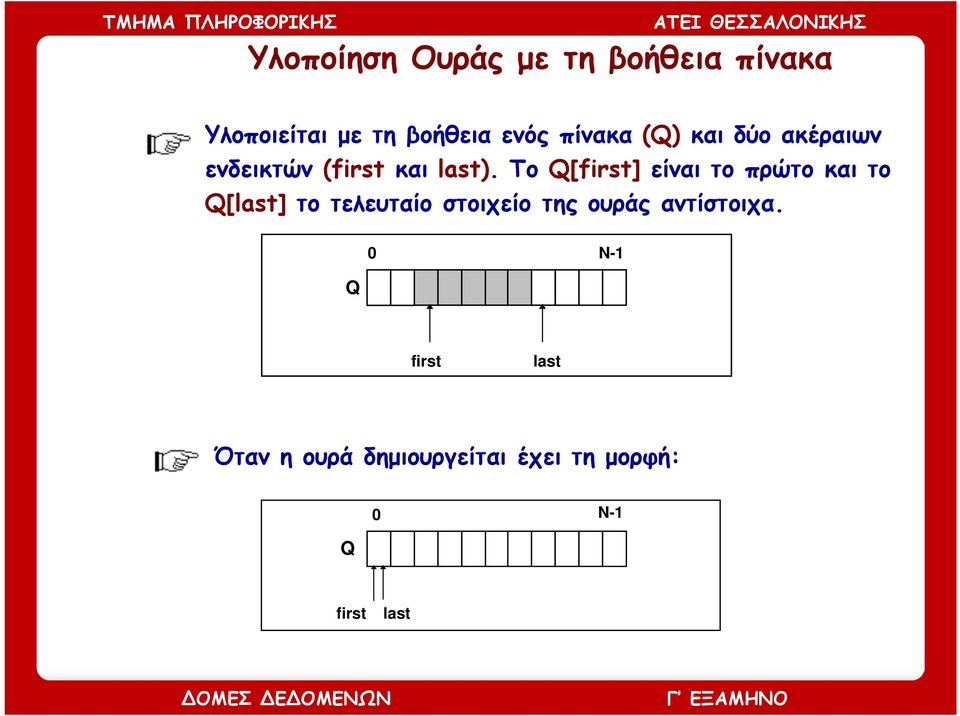 To Q[first] είναι το πρώτο και το Q[last] το τελευταίο