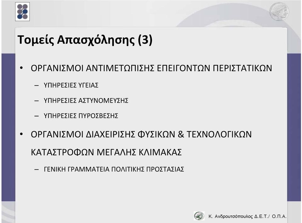 ΥΠΗΡΕΣΙΕΣ ΠΥΡΟΣΒΕΣΗΣ ΟΡΓΑΝΙΣΜΟΙ ΔΙΑΧΕΙΡΙΣΗΣ ΦΥΣΙΚΩΝ &