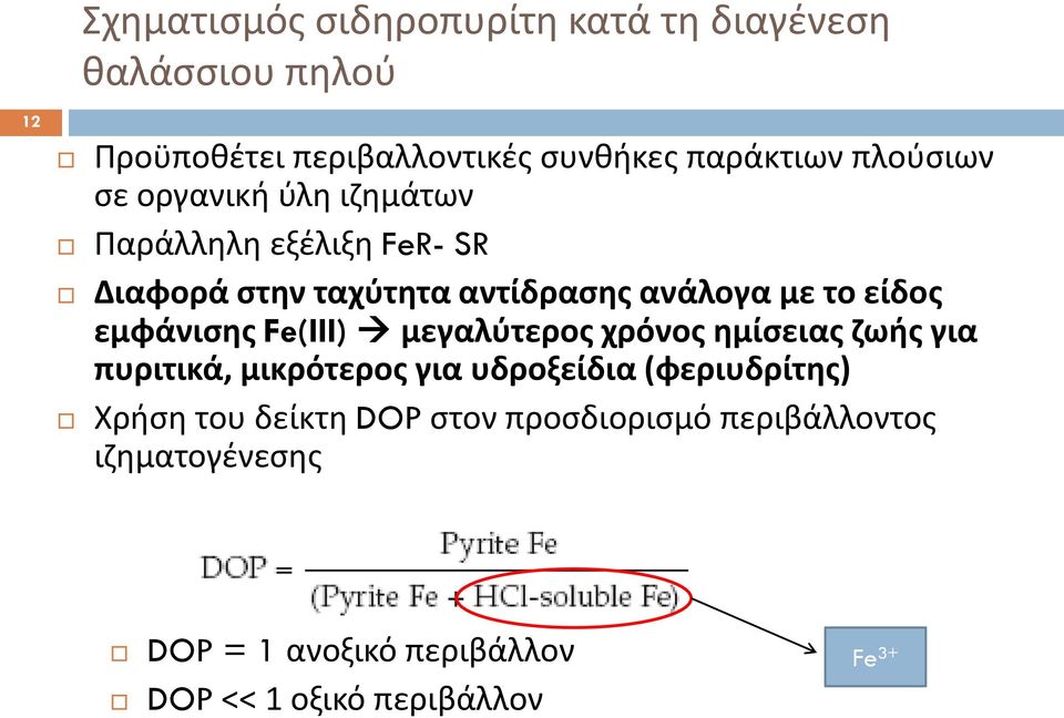 εμφάνισης Fe(III) μεγαλύτερος χρόνος ημίσειας ζωής για πυριτικά, μικρότερος για υδροξείδια (φεριυδρίτης) Χρήση