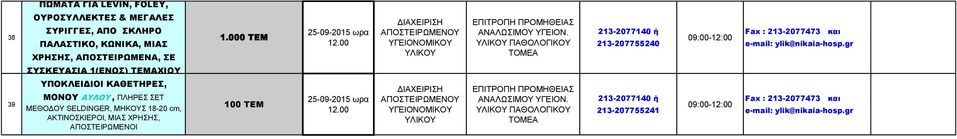 ΥΠΟΚΛΕΙΔΙΟΙ ΚΑΘΕΤΗΡΕΣ, ΜΟΝΟΥ ΑΥΛΟΥ, ΠΛΗΡΕΣ ΣΕΤ ΜΕΘΟΔΟΥ SELDINGER, ΜΗΚΟΥΣ 18-20 cm,