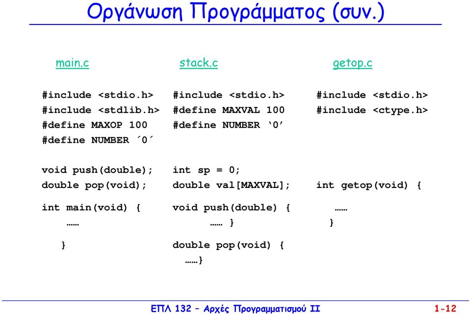 h> #define MAXOP 100 #define NUMBER 0 #define NUMBER 0 void push(double); int sp = 0; double