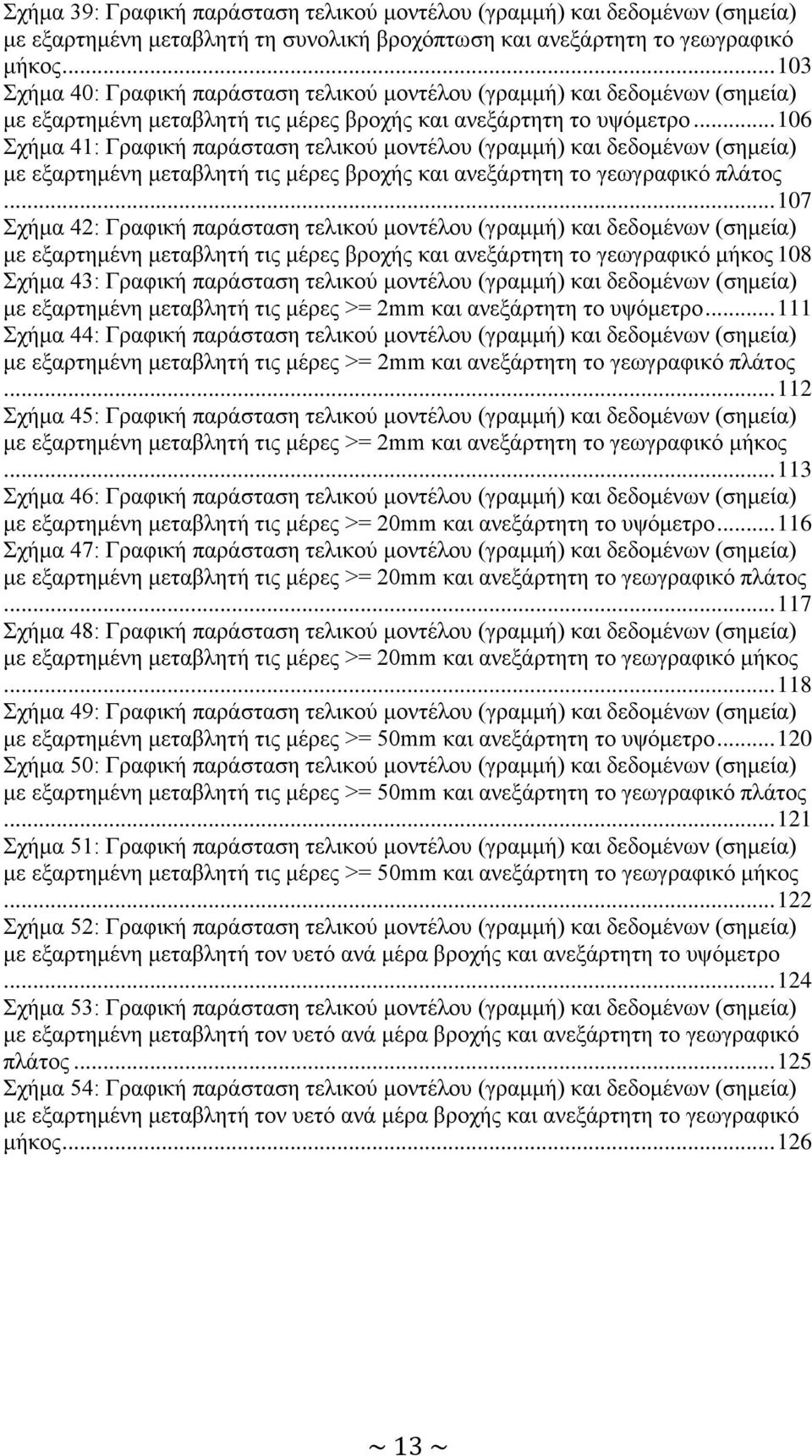 .. 106 Σχήμα 41: Γραφική παράσταση τελικού μοντέλου (γραμμή) και δεδομένων (σημεία) με εξαρτημένη μεταβλητή τις μέρες βροχής και ανεξάρτητη το γεωγραφικό πλάτος.