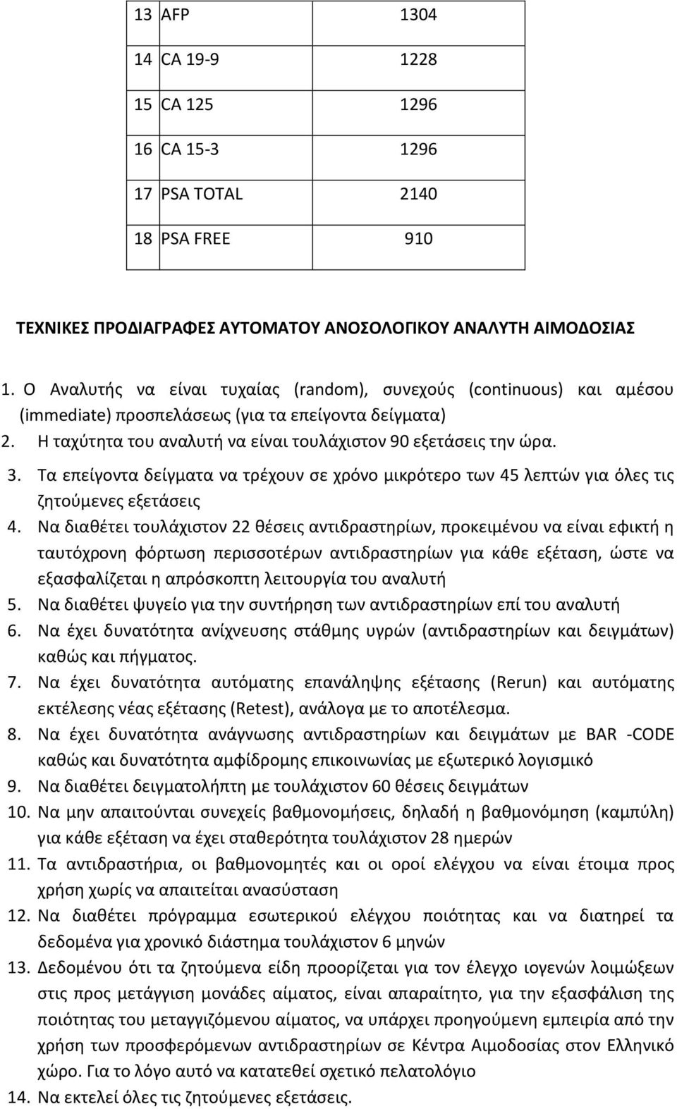 Τα επείγοντα δείγματα να τρέχουν σε χρόνο μικρότερο των 45 λεπτών για όλες τις ζητούμενες εξετάσεις 4.