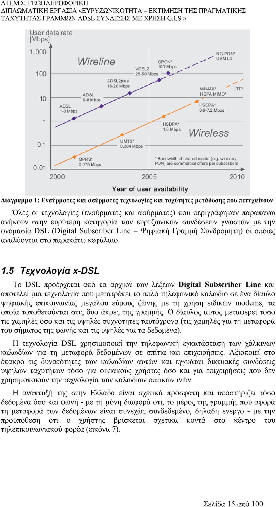 5 Τεχνολογία x-dsl Το DSL προέρχεται από τα αρχικά των λέξεων Digital Subscriber Line και αποτελεί μια τεχνολογία που μετατρέπει το απλό τηλεφωνικό καλώδιο σε ένα δίαυλο ψηφιακής επικοινωνίας μεγάλου