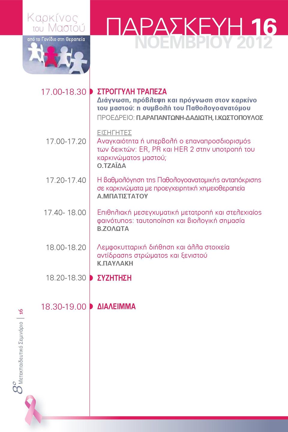 40 Η βαθμολόγηση της Παθολογοανατομικής ανταπόκρισης σε καρκινώματα με προεγχειρητική χημειοθεραπεία Α.ΜΠΑΤΙΣΤΑΤΟΥ 17.40-18.