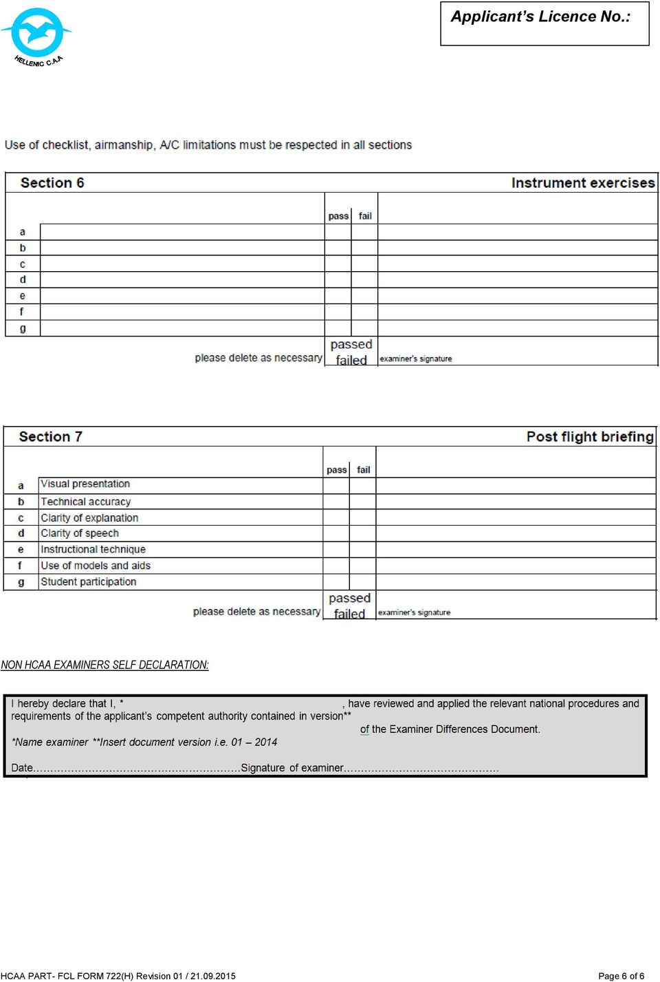 FCL FORM 722(H) Revision