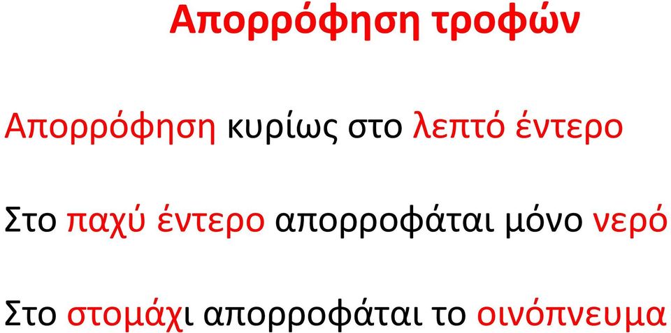 παχύ έντερο απορροφάται μόνο