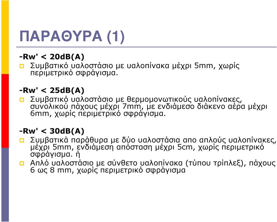 6mm, χωρίς περιµετρικό σφράγισµα.